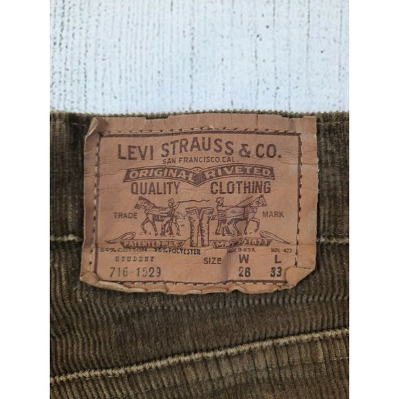80s Levi’s Saddleman Boot Jeans Brown Corduroy 28x33  716-1529 meas. 27x31 - Picture 3 of 9